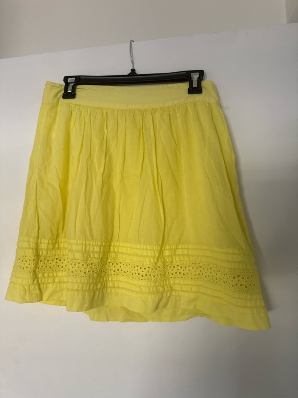 LOFT Lemon Yellow Eyelet Hem Skater Skirt